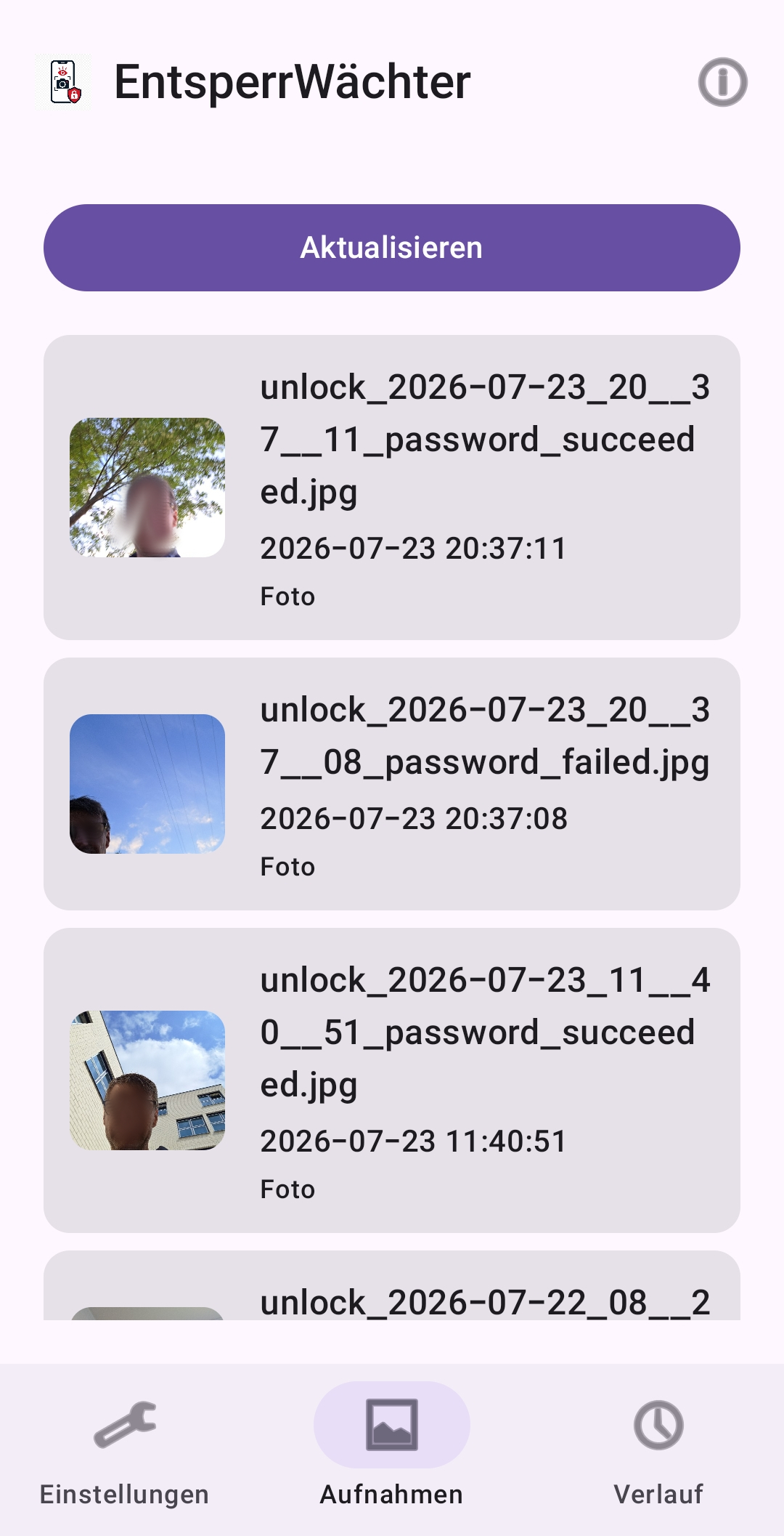 Bilder und Video Protokoll